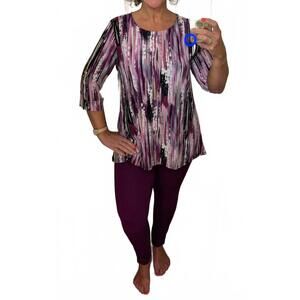 NEW N TOUCH women's long sleeve v-neckline blouse in purple